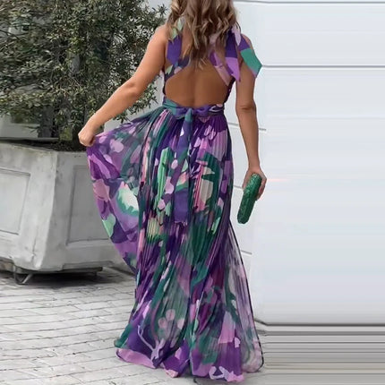 Women Tie-Dye High Split Maxi Dress