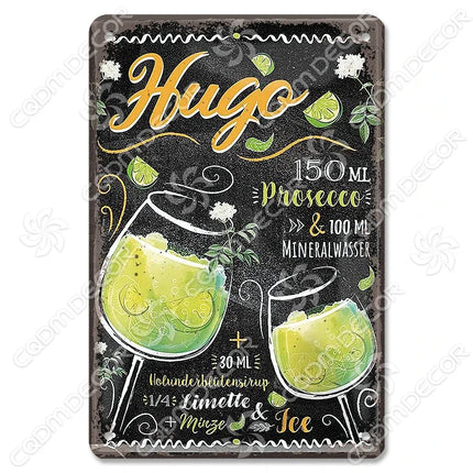 Pina Colada Drink Mojito Vintage Wall Sign