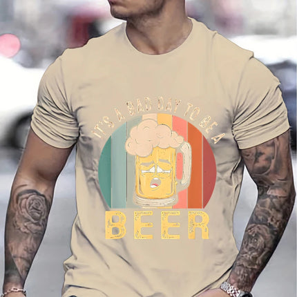 Men Vintage Beer Graphic Summer Tees