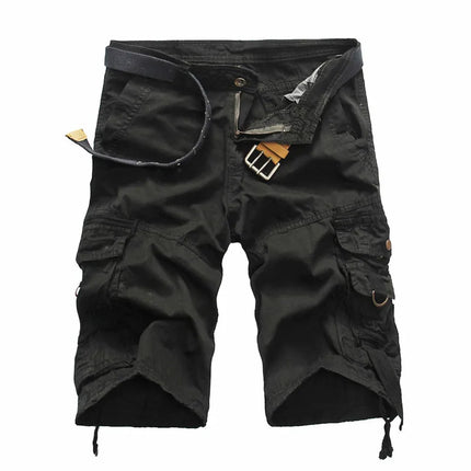 Men Solid Khaki Camo Cargo Shorts