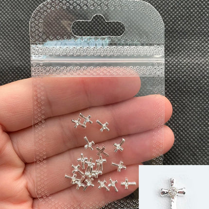 Glitter Cross 20pc Nail Art Rhinestone Decor