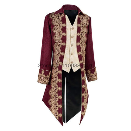 Men Steampunk Gothic Jacket Tailcoat Medieval Frock Costume