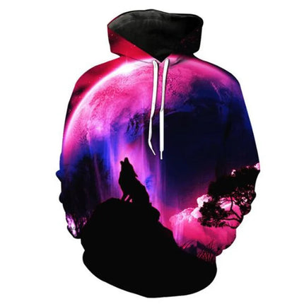 Men Animal Wolf Blue 3D Sweatshirt Hoodies