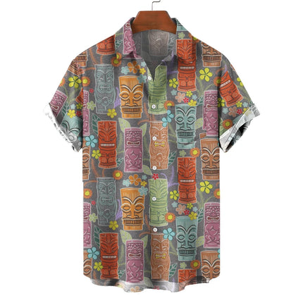 Men Hawaiian Tiki Ghost 3D Beach Shirts