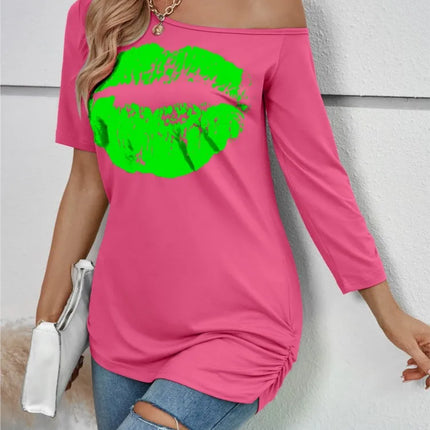 Women Casual Summer Lips 3D Gothic Shirts