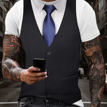 Men Fashion 3D Short Suit Graphic Shirts