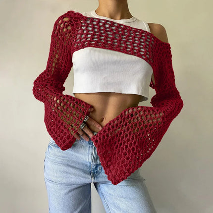 Women Vintage Summer Hollow Crop Top

