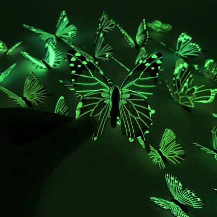 Nordic Butterfly 12pc 3D Luminous Animal DIY Wall Stickers