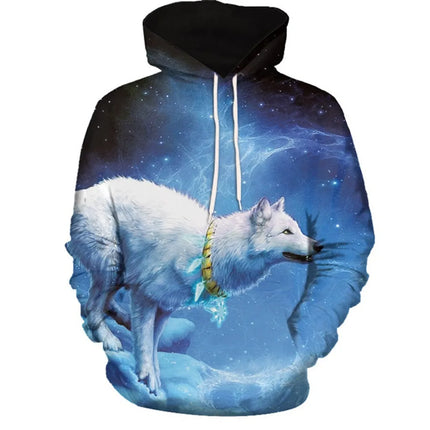 Men Animal Wolf Blue 3D Sweatshirt Hoodies