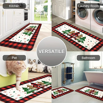 Home Seasonal Christmas Red Plaid Floor Mat