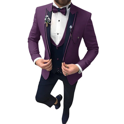 Men 3pc Suit Formal Business Casual Blazer Vest Pants