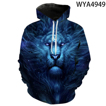 Men 2024 Lion 3D Streetwear Animal Hoodies