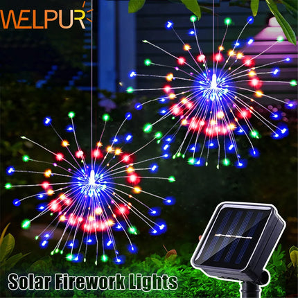 Solar LED Firework Lights Holiday Garden Decor