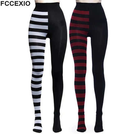 Women Gothic Striped Yoga Fitness Leggings