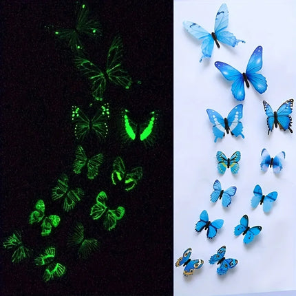 Nordic Butterfly 12pc 3D Luminous Animal DIY Wall Stickers