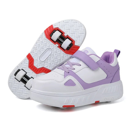 Girl Red White Roller Skate Sneakers