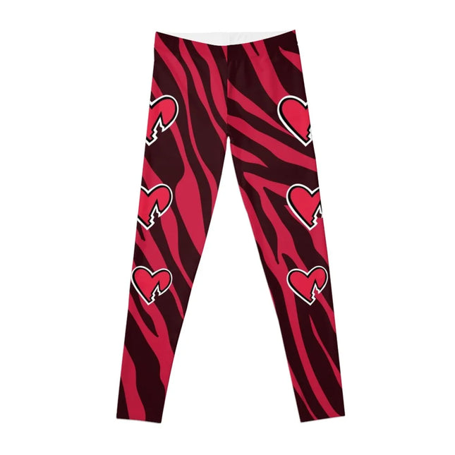 Women Zebra Pattern Heart Broken Fitness Leggings