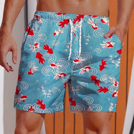 Men 2024 Summer 3D Hawaiian Animal Boardshorts