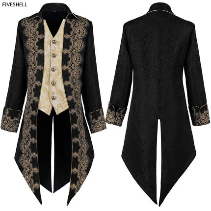 Men Steampunk Gothic Jacket Tailcoat Medieval Frock Costume