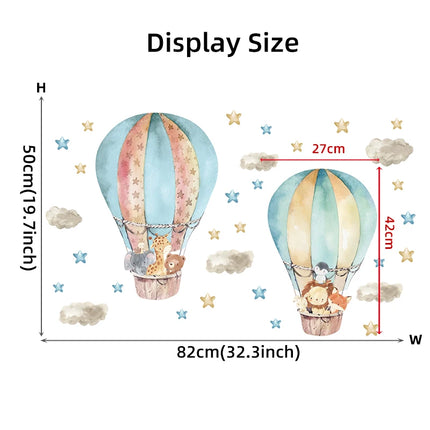 3D Hot Air Balloon Clouds Wall Stickers