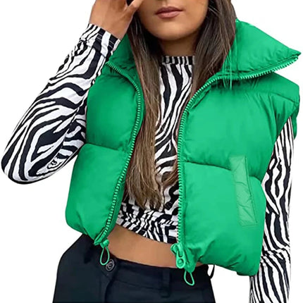 Women 2024 Cropped Vest Sleeveless Puffer Jacket