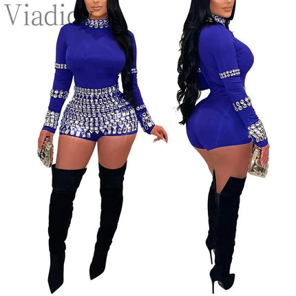 Women Solid Sequin Bodycon Playsuit - Mad Fly Essentials