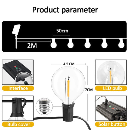 SolarG40 Patio USB Rechargeable Remote String Lights