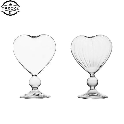 Heart Love Shaped Couple Glass Mug 