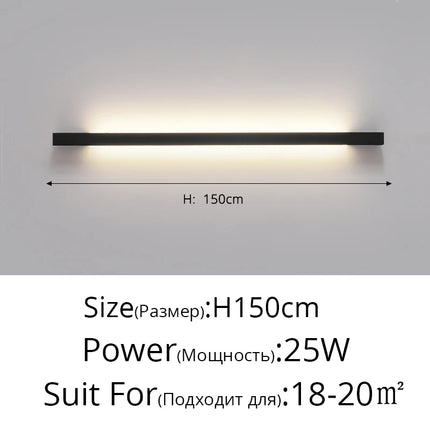 Minimalist Long LED Bar Lamp Bedside Bedroom Indoor Wall Sconce