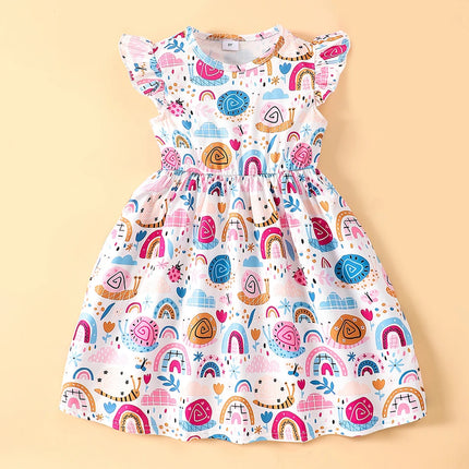 Girl Cartoon Animal Summer Ruffle Dress