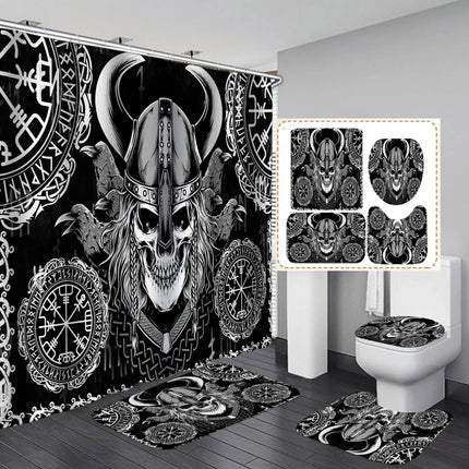 Home Viking Celtic Mythology Nordic Bathroom Shower Curtain Set