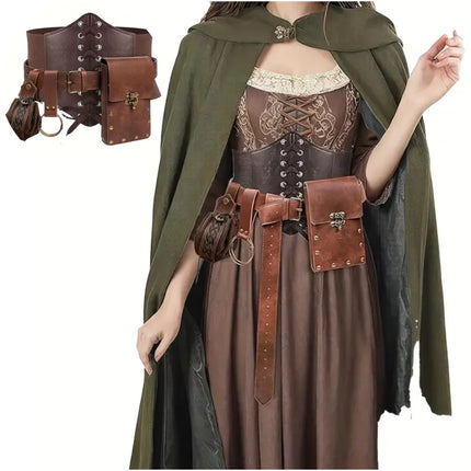 Women Medieval Steampunk Leather Viking Costume