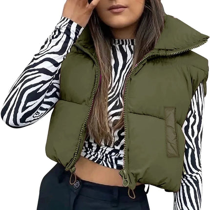 Women 2024 Cropped Vest Sleeveless Puffer Jacket