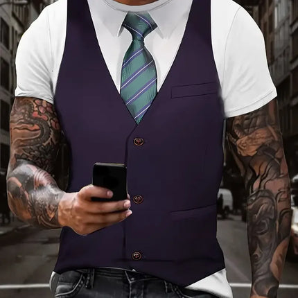 Men Fashion 3D Short Suit Graphic Shirts