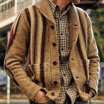 Men Winter Casual Cardigan Knit Sweater