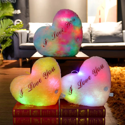 LED Multicolor Plush Heart Pillows Gift