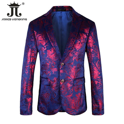 Men Velvet Silver Blue Business Formal Blazers.