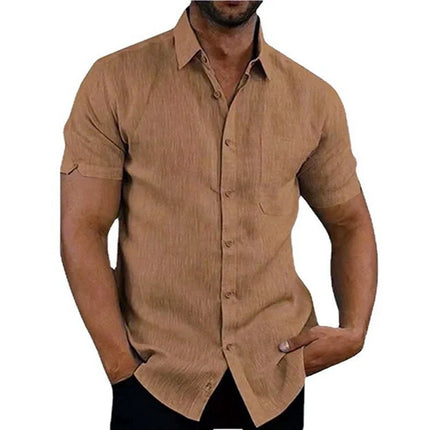 Men Short Linen Summer Business Shirts - Mad Fly Essentials