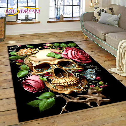 Home Cartoon Skull Gothic 3D Area Rugs