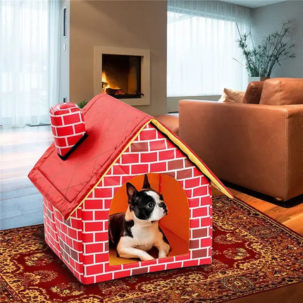 Foldable Small Plaid Dog House.