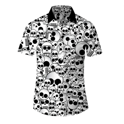 Men Hawaiian 3D Lapel Skull Party Shirts