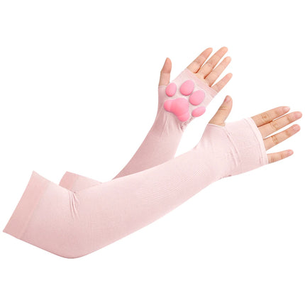 Women Cat Paw Thigh High Socks Gloves Set