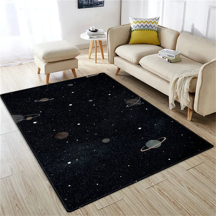 Modern 3D Saturn Planet Starry Sky Area Rug