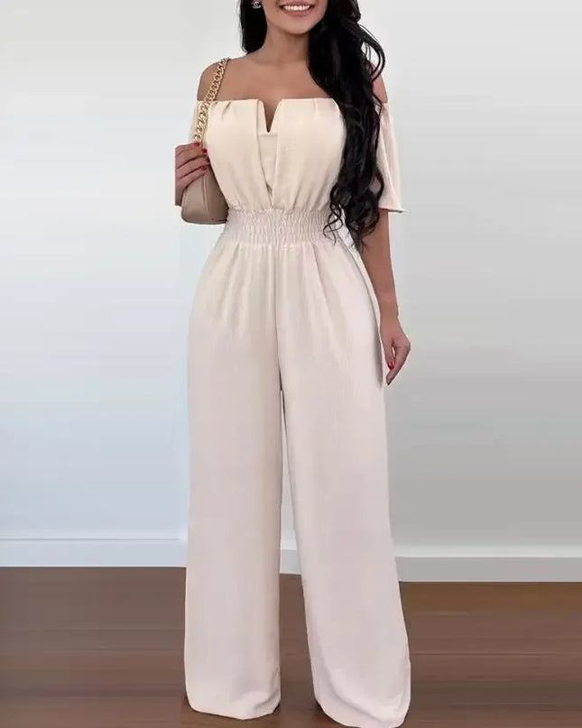 Women Off Shoulder Wide Leg Jumpsuit - Mad Fly Essentials