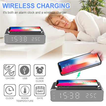 Multifunctional Modern Wireless LED Radio Temperature Alarm Clock