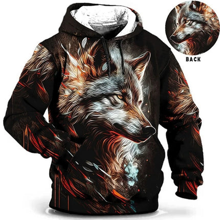 Men Vintage Tiger 3D Animal Hoodies