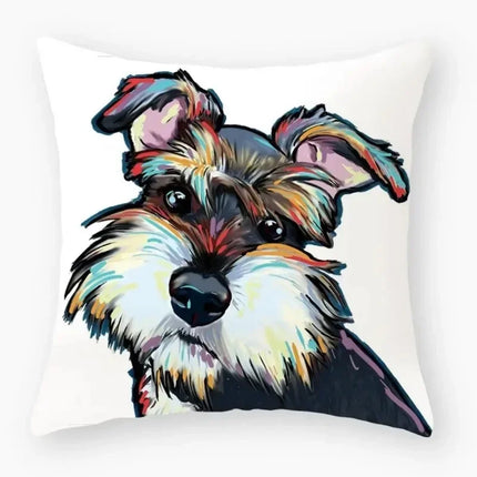 Watercolor Dog Cartoon Style 45x45cm Pillow Case