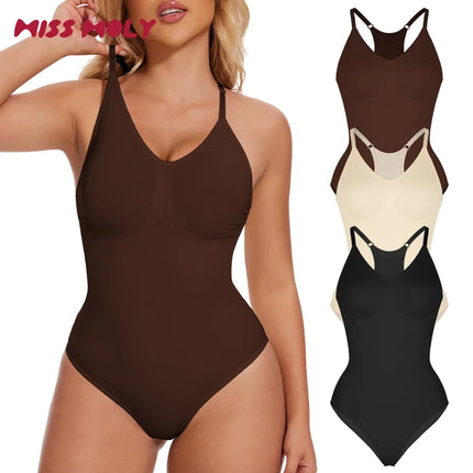 Women Summer Tank Top Tummy-Control Rompers Bodyshaper