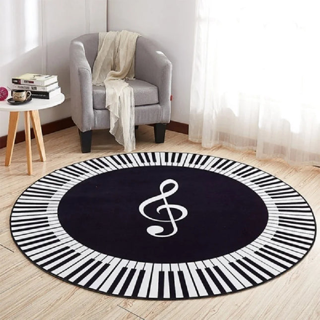 Piano Music 3D Round Area Rug