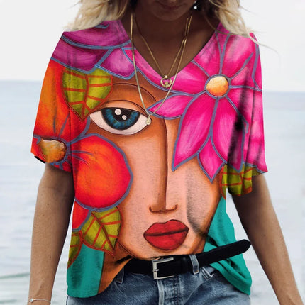 Women Picasso Facial Art Iridescent 3D Shirts